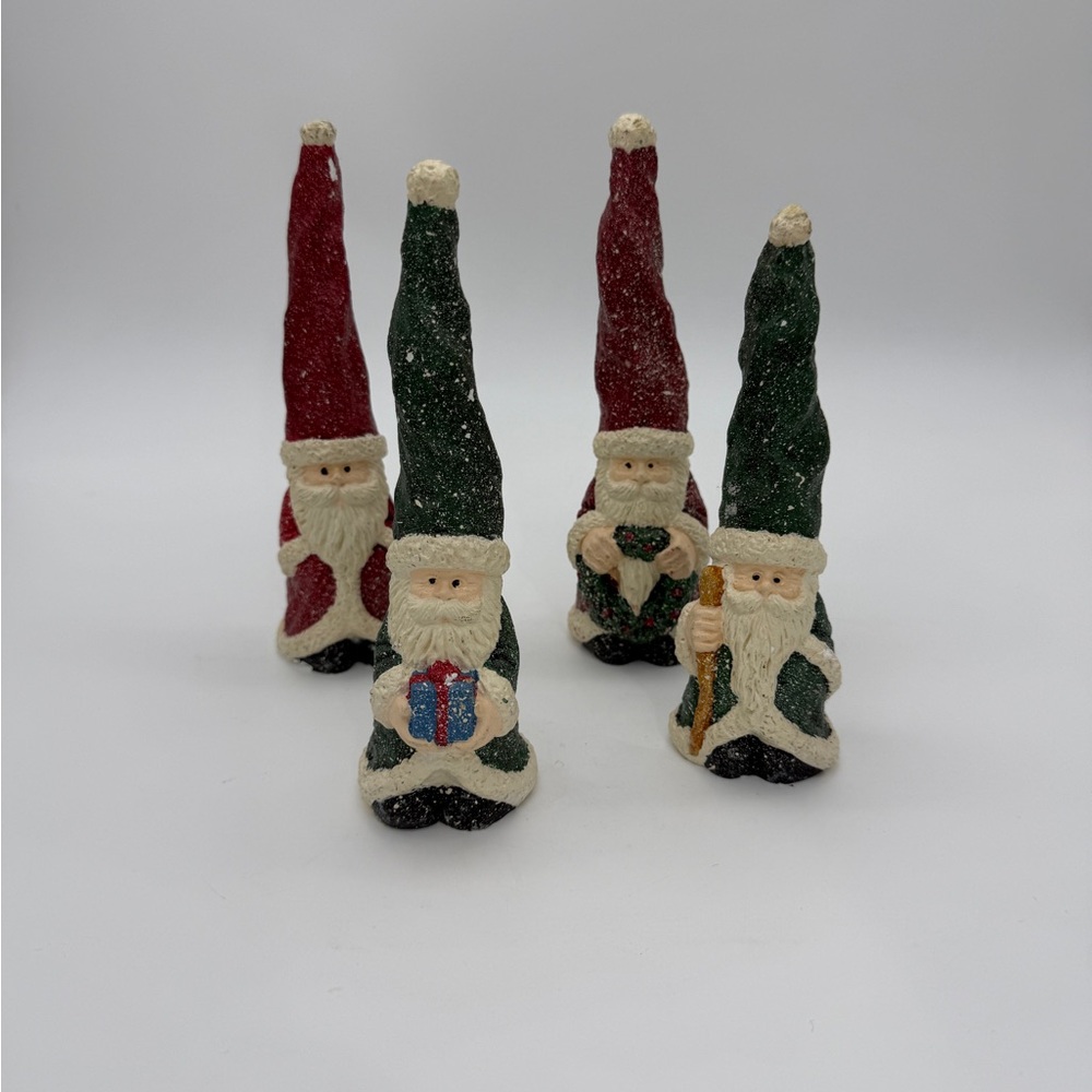 Lot Of 4 Vtg. Red Green Christmas Santa Gnome Figurines
